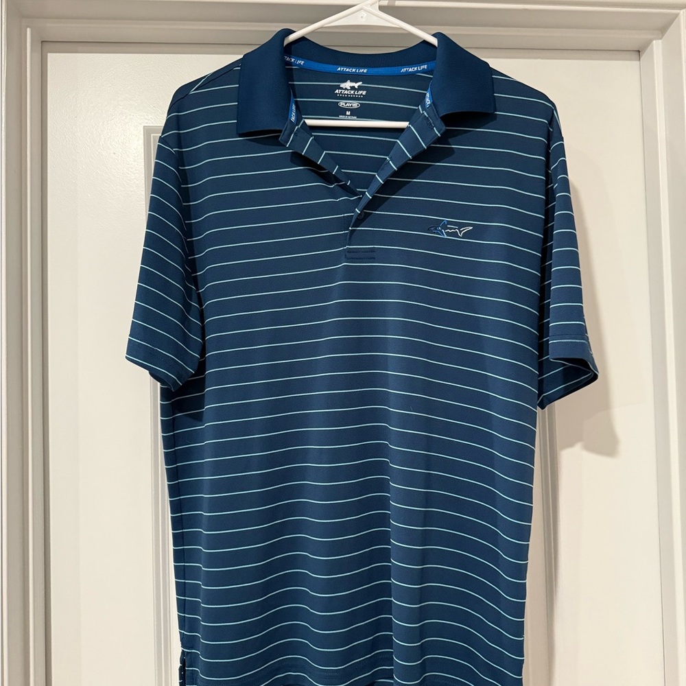 Attack Life Blue Striped Polo Shirt